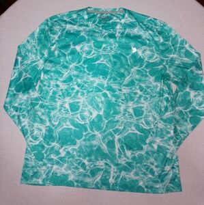 Reel Legends Reel-Tec Long Sleeve Fishing Shirt Aqua White Marbled Fast Dry